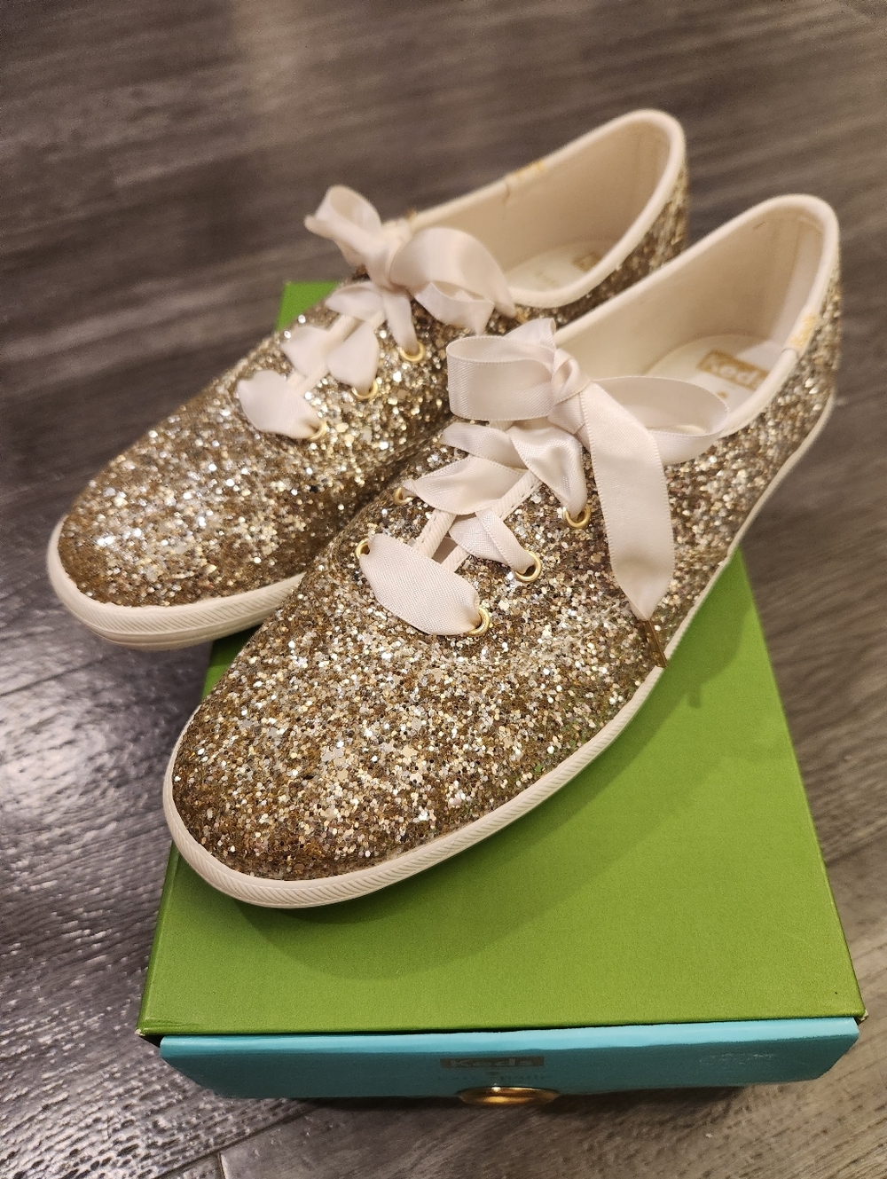 NIB Kate Spade Gold Glitter KEDS 7.5 - Picture 4 of 16